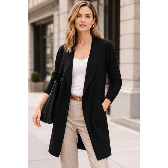 J.Crew Jackets & Blazers - J.Crew Black Merino Wool Blend Knit Blazer Cardigan Coat Size Small